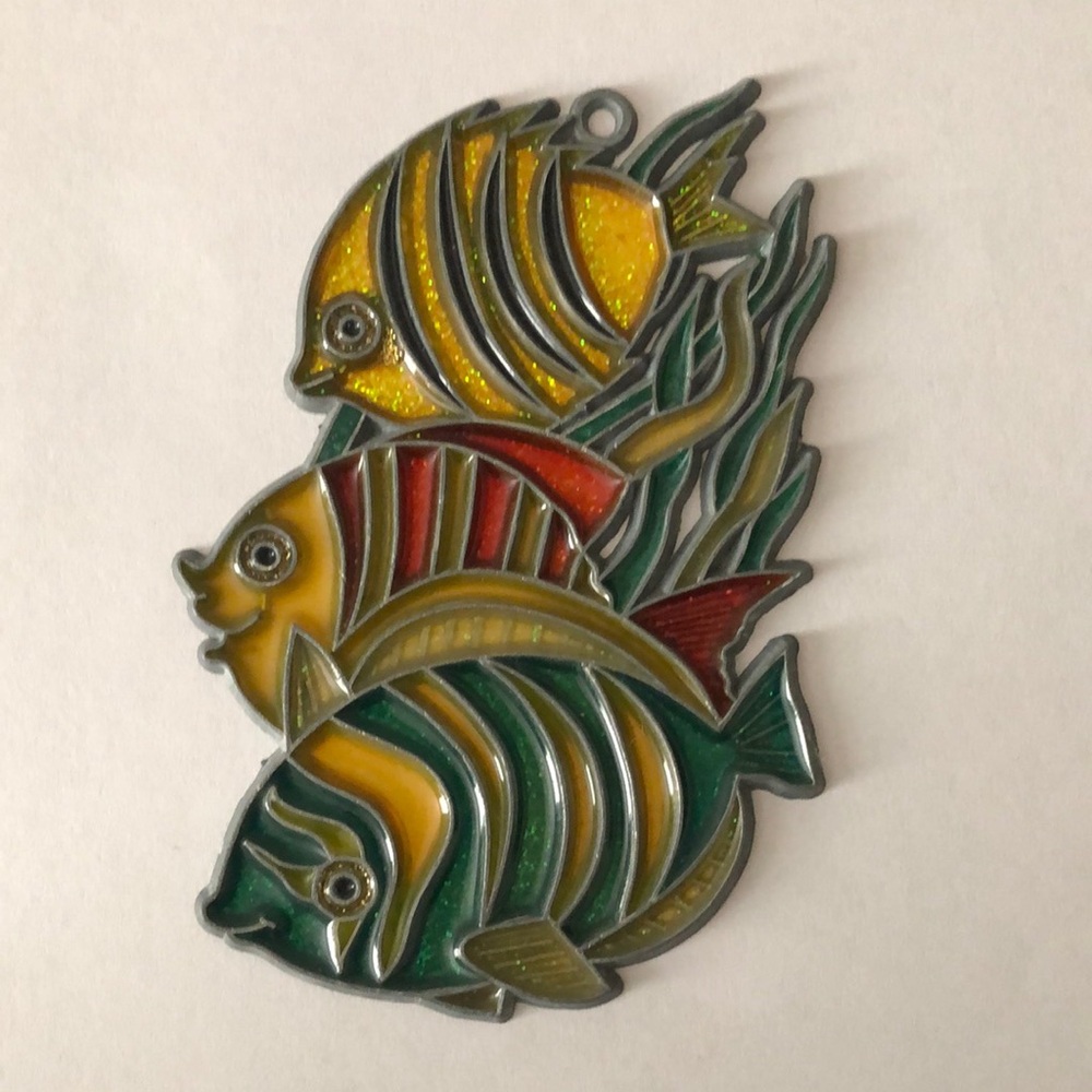 Vintage Stained Glass Tropical Fish Sun Catcher